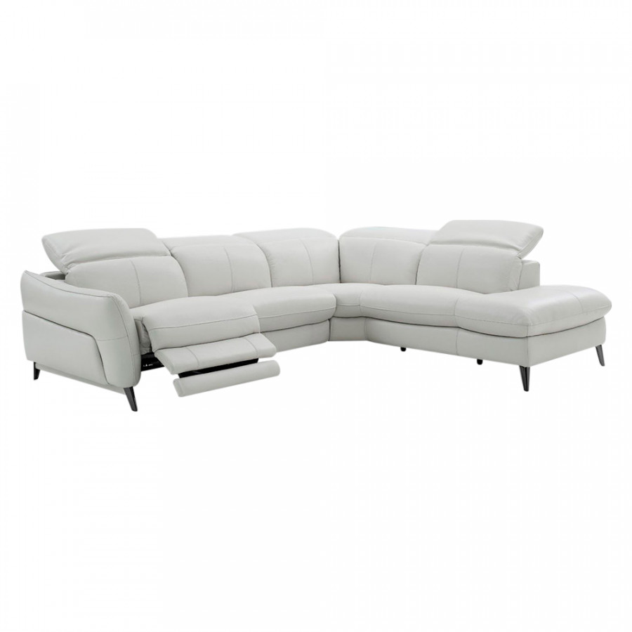 Creative Swan Left Facing Sectional with Two Recliners - Frost, Leather