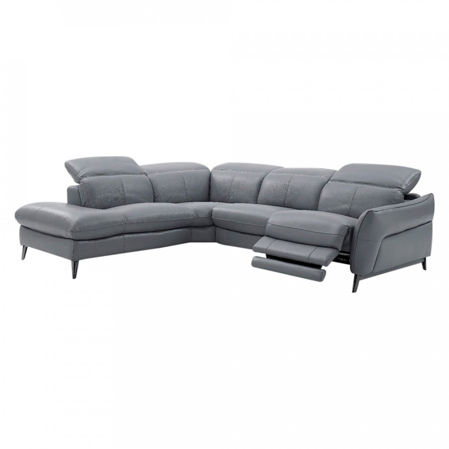 Creative Swan Left Facing Sectional with Two Recliners - Sleet, Leather