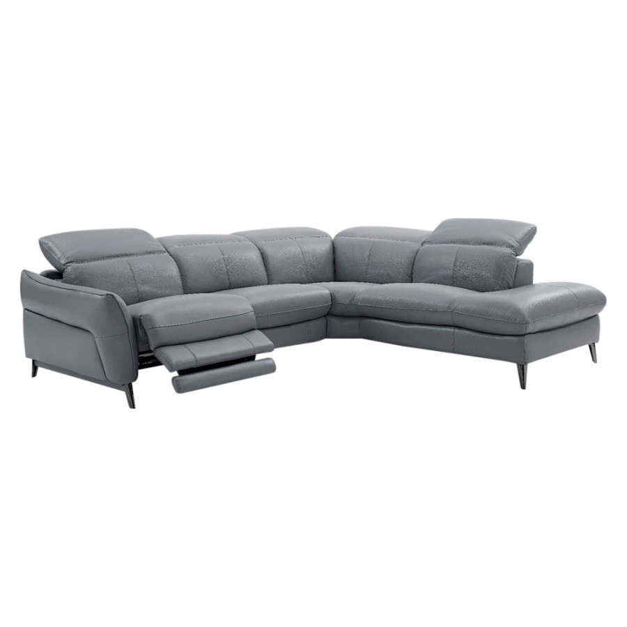 Creative Swan Right Facing Sectional with Two Recliners - Sleet, Leather