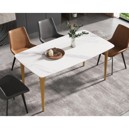 Crenus Sicilia Curved Rectangular Dining Table - Pandora/Black, 70.87''