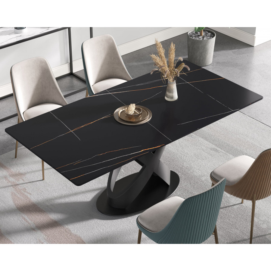 Crenus Basalto Rectangular Dining Table - Black, 70.87''