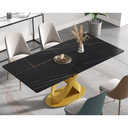 Crenus Basalto Rectangular Dining Table - Black, 70.87''