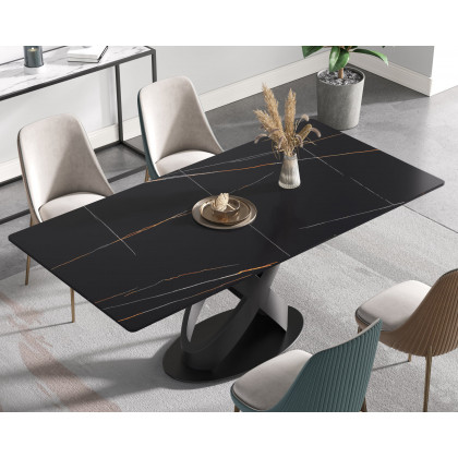 Crenus Basalto Rectangular Dining Table - Black, 70.87''