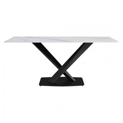 Crenus Pietra Rectangular Dining Table - Black/Gold, 63"