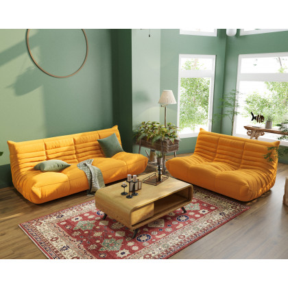Crenus - Caterpillar 53.15″ Floor Loveseat Sofa Teddy Velvet