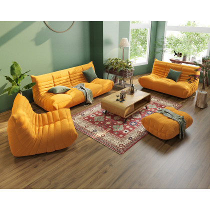 Crenus - Caterpillar 53.15″ Floor Loveseat Sofa Teddy Velvet