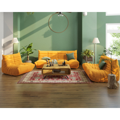 Crenus - Caterpillar 53.15″ Floor Loveseat Sofa Teddy Velvet