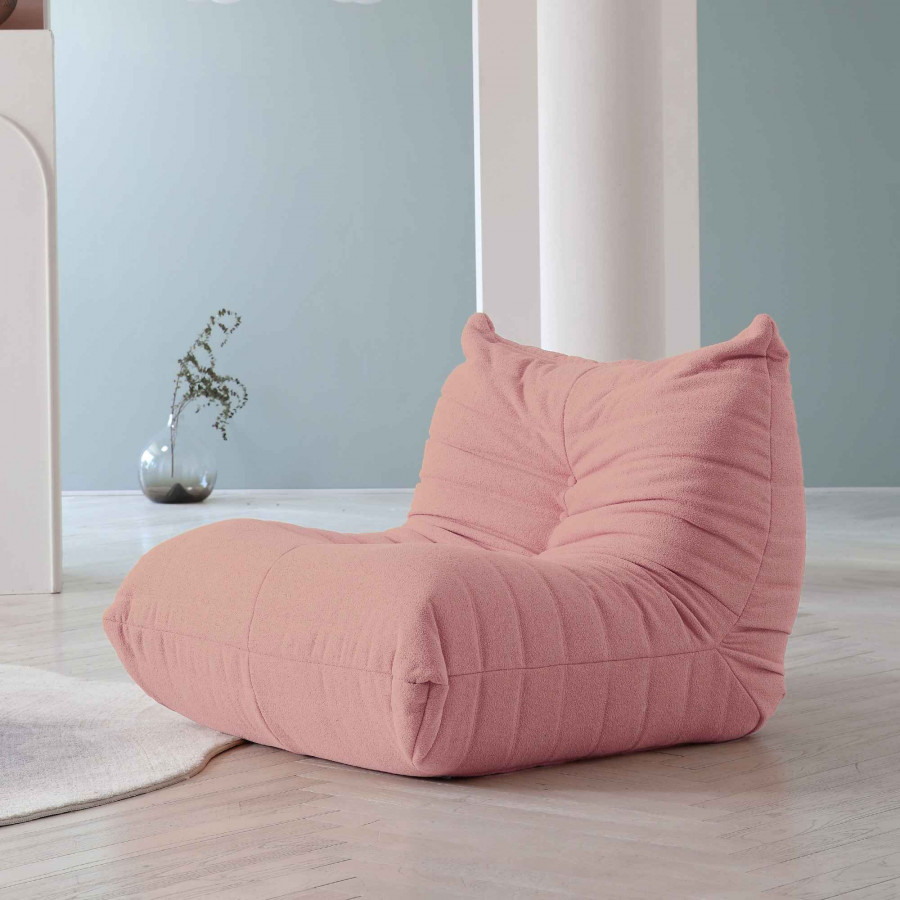 Crenus 34.25" Caterpillar Sofa Chair - Pink, Teddy Velvet