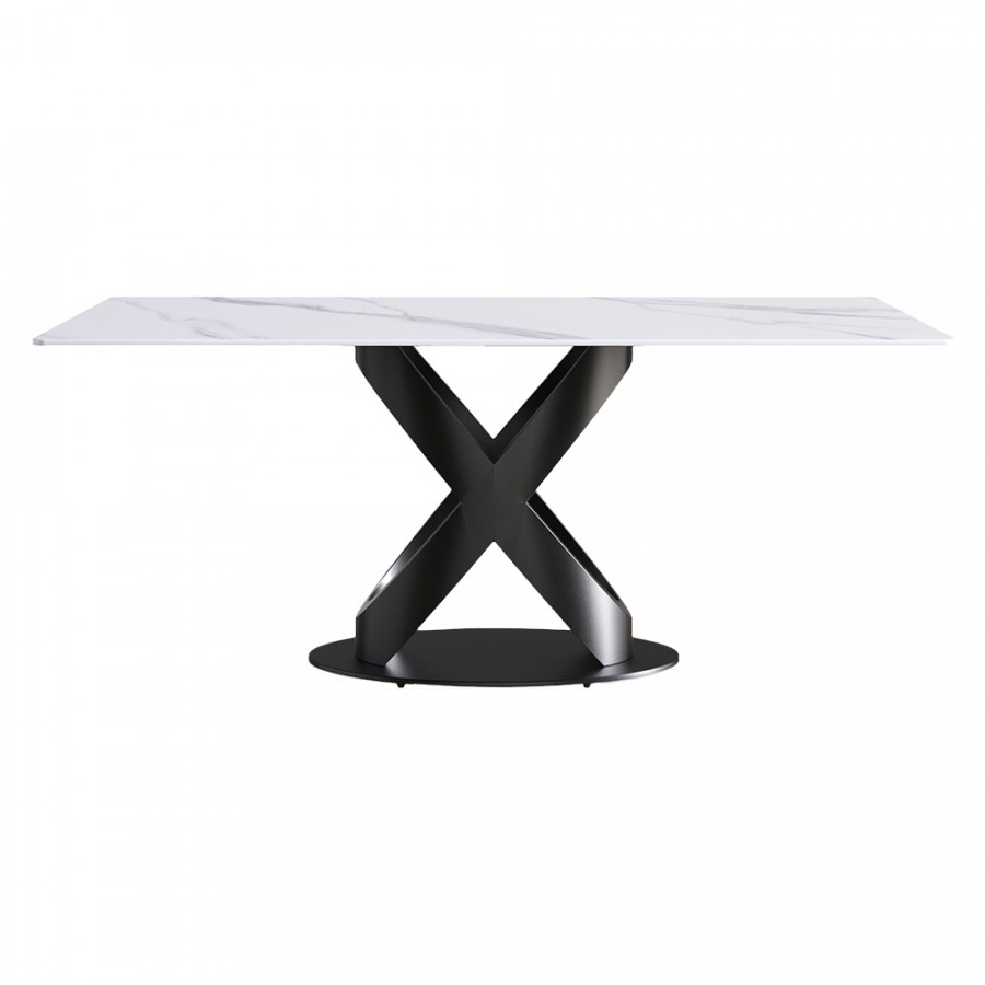 Crenus Basalto Rectangular Dining Table - White/Black, 63"