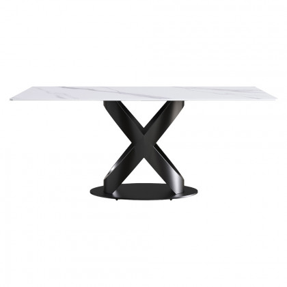 Crenus Basalto Rectangular Dining Table - White/Black, 63"