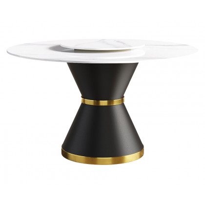 Crenus Raffinata Round Dining Table with White Lazy Susan - White, 53.15”