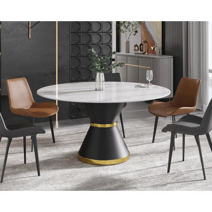 Crenus Raffinata Round Dining Table with White Lazy Susan - White, 53.15”