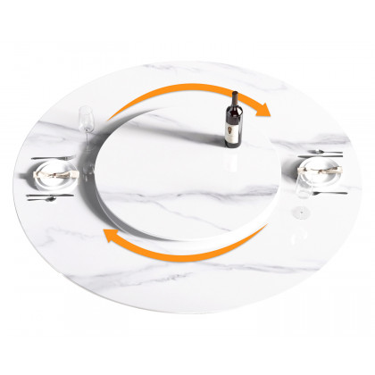 Crenus Raffinata Round Dining Table with White Lazy Susan - White, 53.15”