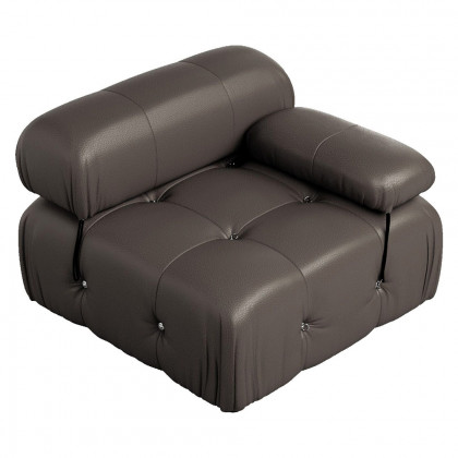 Crenus Lusso 138.60" U-Shaped Leather Sectional Sofa Lounge With 2 Ottomans - Brown