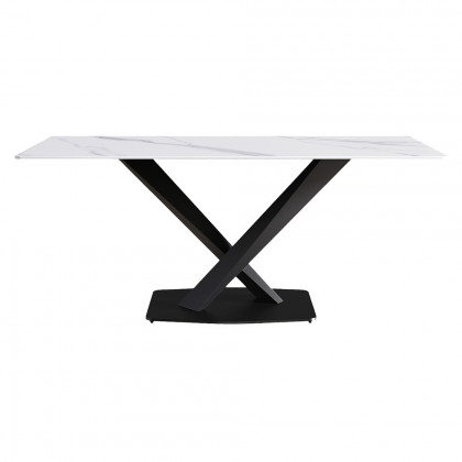Crenus Pietra Rectangular Dining Table - White/Gold, 63"