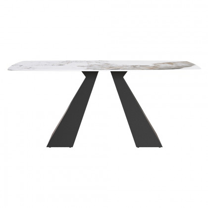 Crenus La Regina Curved Rectangular Dining Table - White/Black, 70.87''