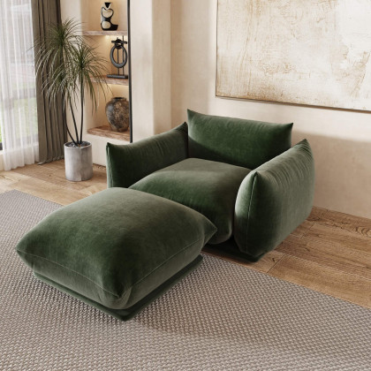 Crenus Sereno 50.39" Single Armrest Sofa Chenille Floor Sofa - Green