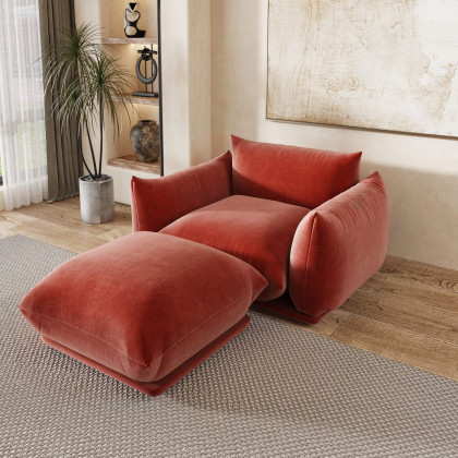 Crenus Sereno 50.39" Single Armrest Sofa Chenille Floor Sofa - Green