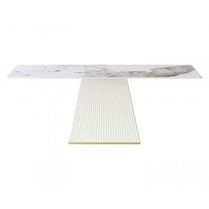 Crenus Luna Rectangular Dining Table - White/Gold