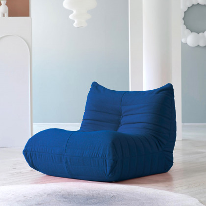 Crenus 34.25" Caterpillar Sofa Chair - Blue, Teddy Velvet