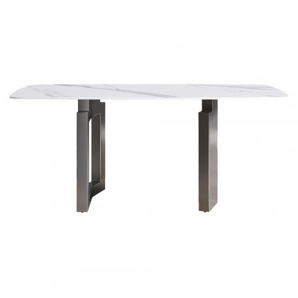 Crenus Basalto Curved Rectangular Dining Table - Black/Gray, 63"
