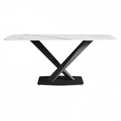 Crenus Lavina Curved Rectangular Dining Table - White/Black, 63”