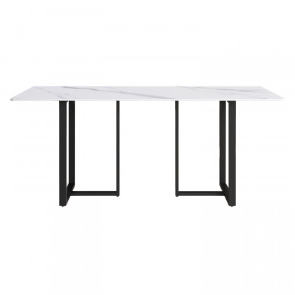 Crenus Trani Rectangular Dining Table - White/Gold, 70.87''