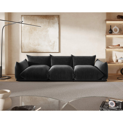 Crenus Sereno 103.93" 3-Seater Sofa Chenille Floor Sectional Couch - Black