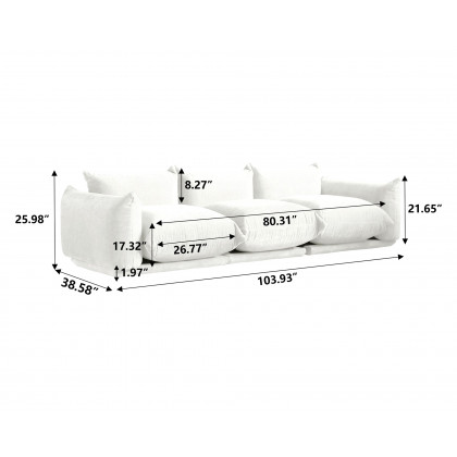 Crenus Sereno 103.93" 3-Seater Sofa Chenille Floor Sectional Couch - Black
