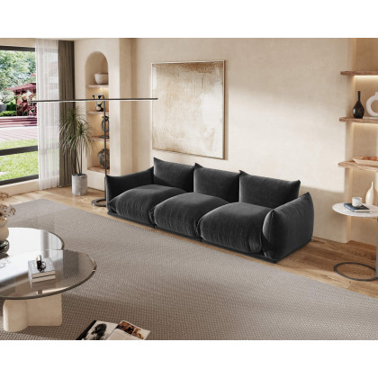 Crenus Sereno 103.93" 3-Seater Sofa Chenille Floor Sectional Couch - Black