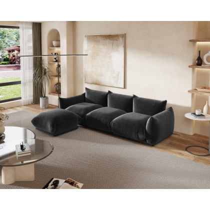 Crenus Sereno 103.93" 3-Seater Sofa Chenille Floor Sectional Couch - Black