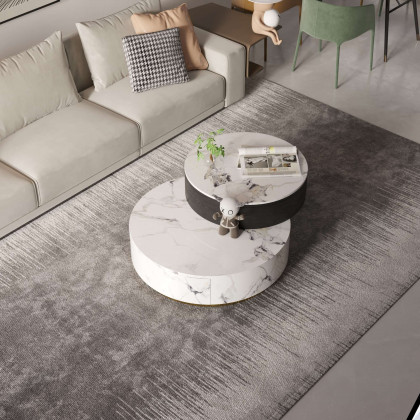 Crenus - Delizia 35.43"-27.56" Lift-Top Marble Coffee Table