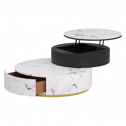 Crenus - Delizia 35.43"-27.56" Lift-Top Marble Coffee Table