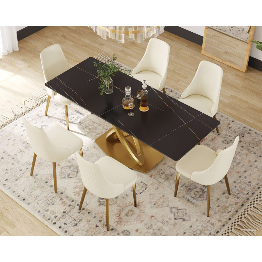 Crenus - Marmo Dorato Rectangular Dining Table