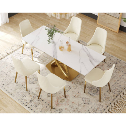 Crenus - Marmo Dorato Rectangular Dining Table