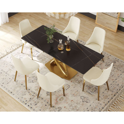 Crenus - Marmo Dorato Rectangular Dining Table