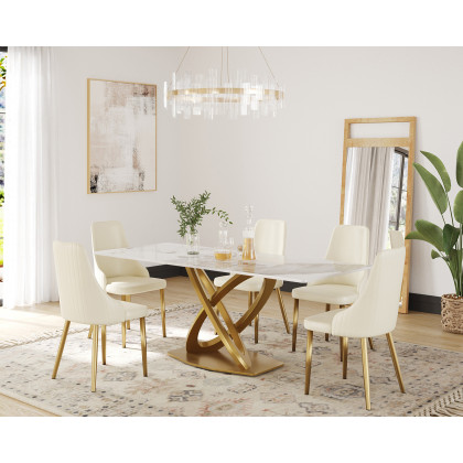 Crenus - Marmo Dorato Rectangular Dining Table