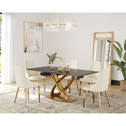 Crenus - Marmo Dorato Rectangular Dining Table