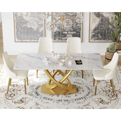 Crenus - Marmo Dorato Rectangular Dining Table