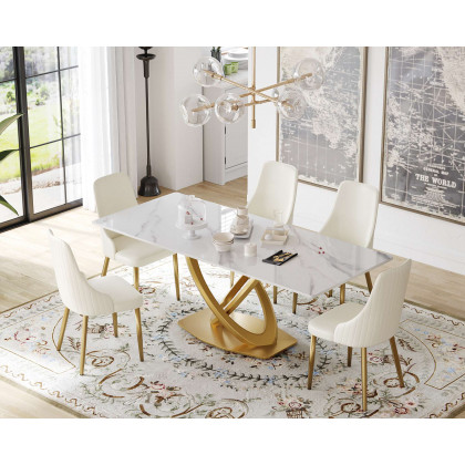 Crenus - Marmo Dorato Rectangular Dining Table