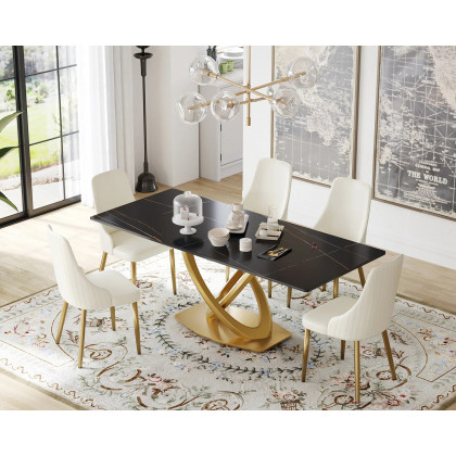 Crenus - Marmo Dorato Rectangular Dining Table