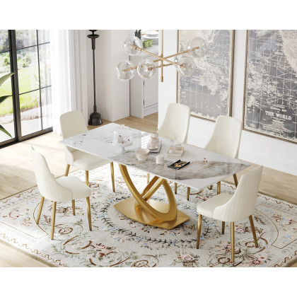 Crenus - Marmo Dorato Rectangular Dining Table