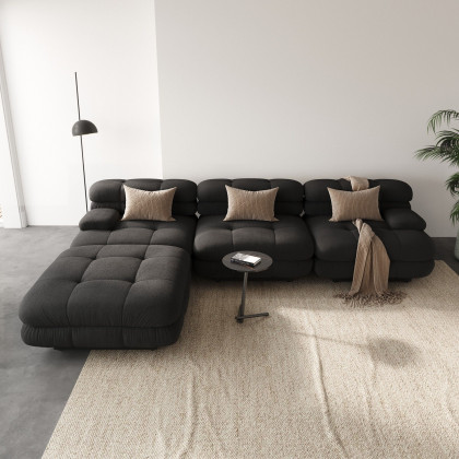 Crenus - Biscotto 109.83" Sectional Sofa 3-Seater With 1 Ottoman Chaise & Lounge