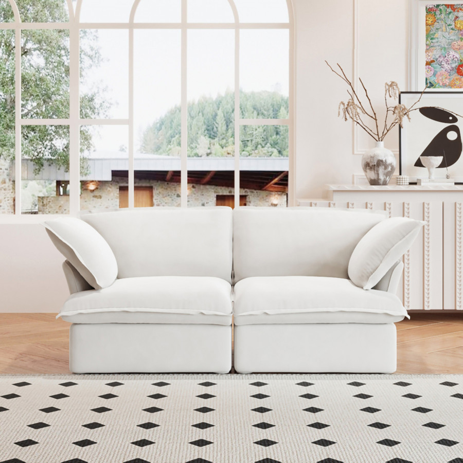 Crenus Softspot 82.66" Loveseat Couch Sofa Cover - White