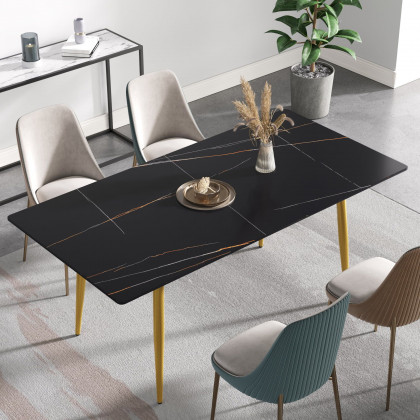 Crenus Sophia Rectangular Dining Table - White/Gold, 63"