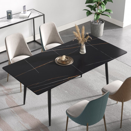 Crenus Sophia Rectangular Dining Table - White/Gold, 63"