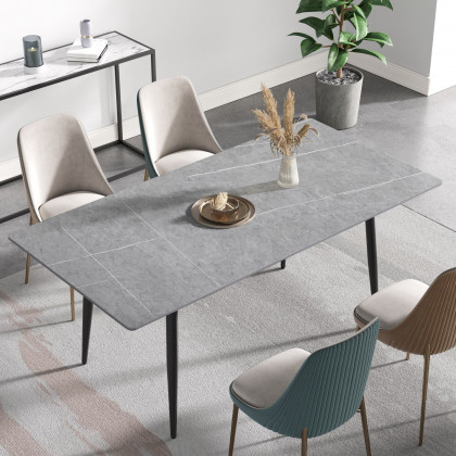 Crenus Sophia Rectangular Dining Table - White/Gold, 63"