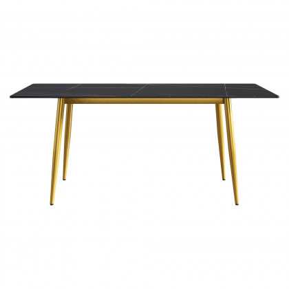 Crenus Sophia Rectangular Dining Table - White/Gold, 63"