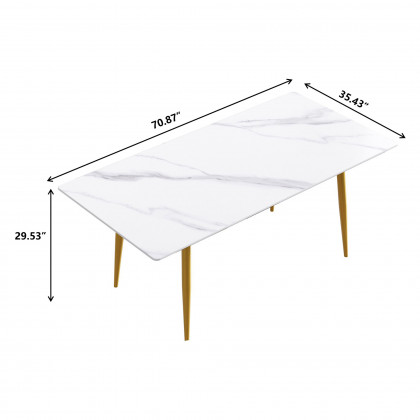 Crenus Sophia Rectangular Dining Table - White/Gold, 63"