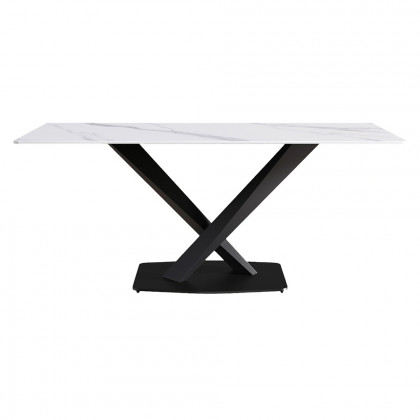 Crenus Pietra Rectangular Dining Table - White/Black, 70.87''